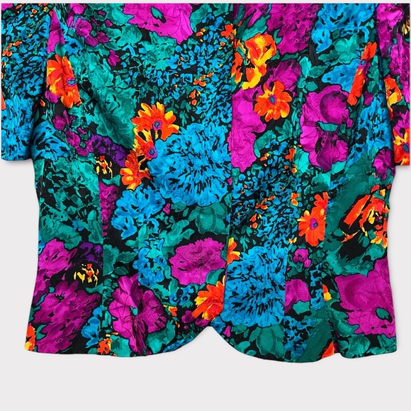 Adrianna Papell Skirt Set Size 12 Silk Floral Business Suit Vintage 80s 90s - Picture 5 of 13